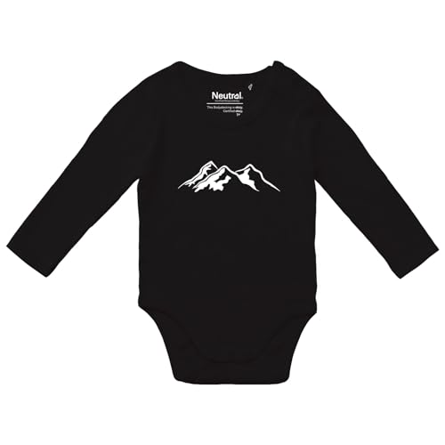 Huuraa Unisex Langarm Strampler Berg Silhouette Mountain Geschenk Größe 68 Black Bio Baumwolle Fairtrade Berg Silhouette Präsent von Huuraa