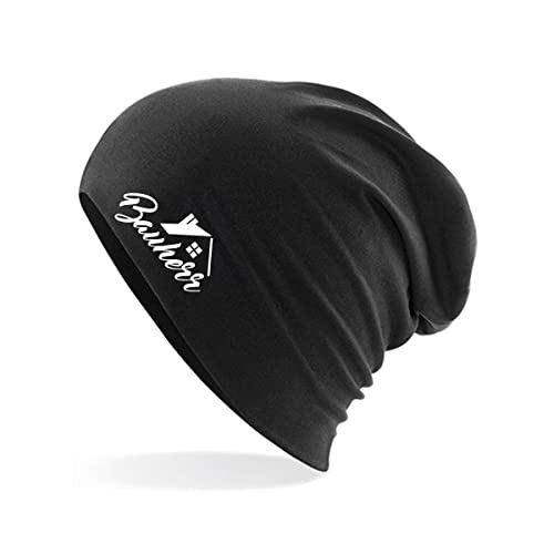 HUURAA Beanie Bauherr Schriftzug Unisex Mütze Black mit Motiv für Hausbesitzer Geschenk Idee für Freunde und Familie von HUURAA