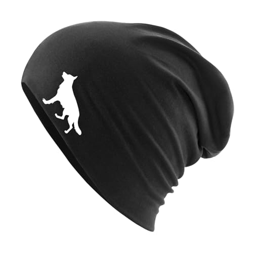 HUURAA Beanie Deutscher Schäferhund Silhouette Unisex Mütze Größe Black mit Motiv für Hundefreunde Geschenk Idee für Freunde und Familie von HUURAA