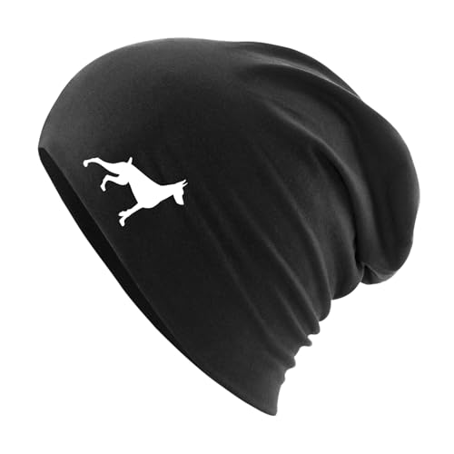 HUURAA Beanie Dobermann Silhouette Unisex Mütze Größe Black mit Motiv für Hundefreunde Geschenk Idee für Freunde und Familie von HUURAA