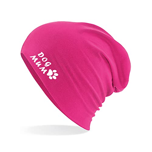 HUURAA Beanie Dog Mum Tapse Unisex Mütze Fuchsia mit Motiv für alle Hundemenschen Geschenk Idee für Freunde und Familie von HUURAA