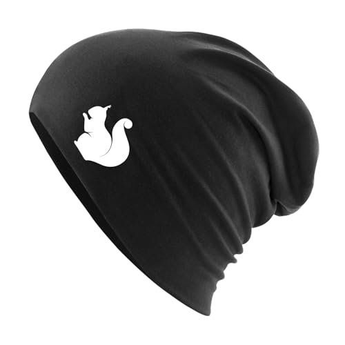 Huuraa Beanie Eichhörnchen Silhouette Geschenk Black Eichhörnchen Präsent von Huuraa