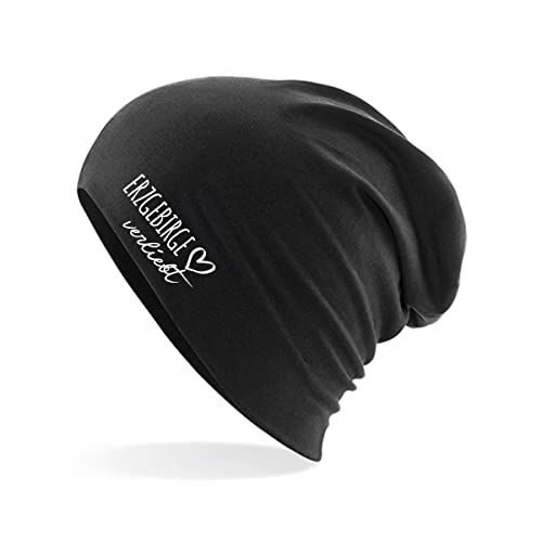 HUURAA Beanie Erzgebirge verliebt Unisex Mütze Größe Black mit Motiv deiner lieblings Region Geschenk Idee für Freunde und Familie von HUURAA