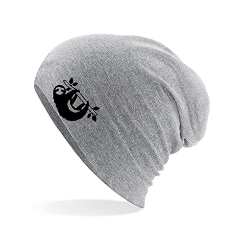 Huuraa Beanie Faultier Silhouette Unisex Mütze Größe Heather Grey mit Motiv für alle Tierfreunde Geschenk Idee für Freunde und Familie von Huuraa