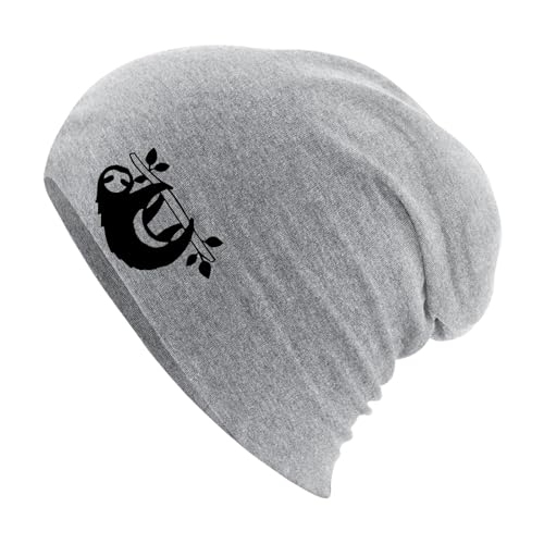 Huuraa Mütze Faultier Silhouette Geschenk Heather Grey Faultier Accessoire von Huuraa