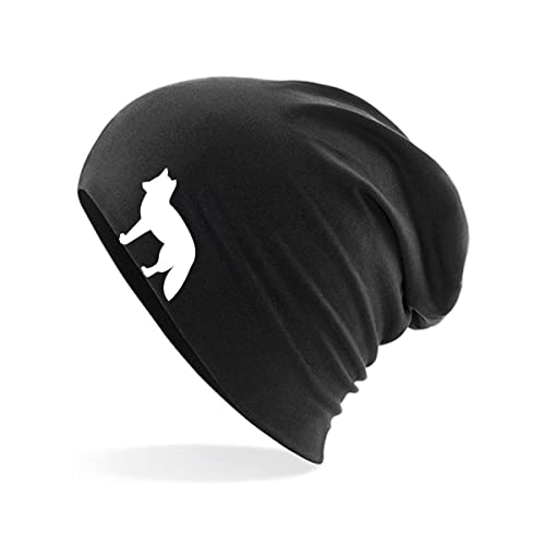 huuraa Beanie Fuchs Silhouette Unisex Mütze Größe Black mit Motiv für alle Tierfreunde Geschenk Idee für Freunde und Familie von huuraa