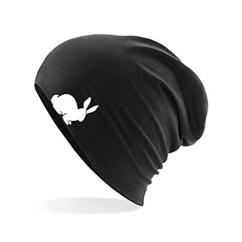 Huuraa Beanie Hase Kaninchen Silhouette Unisex Mütze Größe Black mit Motiv für alle Tierfreunde Geschenk Idee für Freunde und Familie von Huuraa