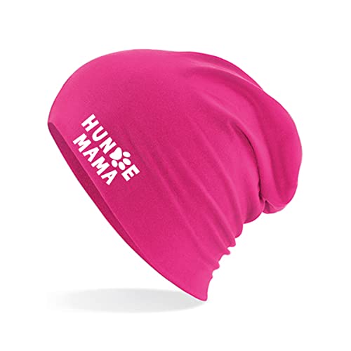 HUURAA Beanie Hundemama Tapse Unisex Mütze Fuchsia mit Motiv für alle Hundemenschen Geschenk Idee für Freunde und Familie von HUURAA