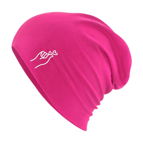 Huuraa Wintermütze K-Pop Fingerherz Zeichen Geschenk Fuchsia K-Pop Fingerherz Geschenkidee von Huuraa