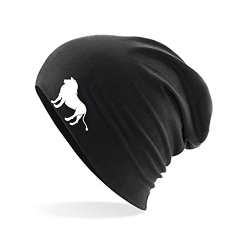 Huuraa Beanie Löwe Silhouette Unisex Mütze Größe Black mit Motiv für alle Tierfreunde Geschenk Idee für Freunde und Familie von Huuraa