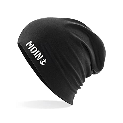 HUURAA Beanie Moin Anker Schriftzug Unisex Mütze Black mit Motiv für Nordlichter Geschenk Idee für Freunde und Familie von HUURAA