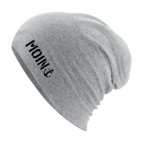 HUURAA Beanie Moin Anker Schriftzug Unisex Mütze Heather Grey mit Motiv für Nordlichter Geschenk Idee für Freunde und Familie von HUURAA