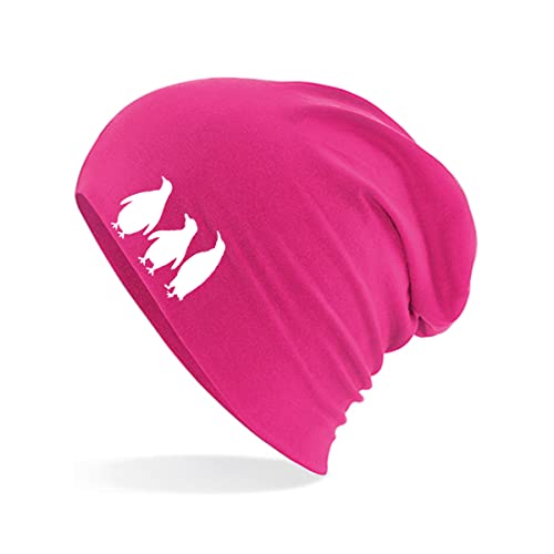 Huuraa Beanie Pinguine Silhouette Unisex Mütze Größe Fuchsia mit Motiv für alle Tierfreunde Geschenk Idee für Freunde und Familie von Huuraa