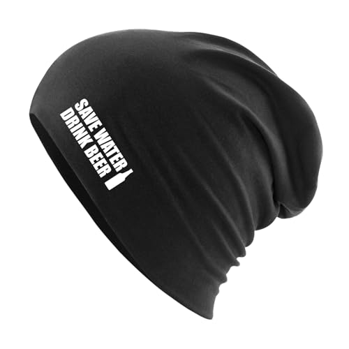 Huuraa Beanie Save Water Drink Beer Bierflasche Geschenk Black Save Water Drink Beer Präsent von Huuraa