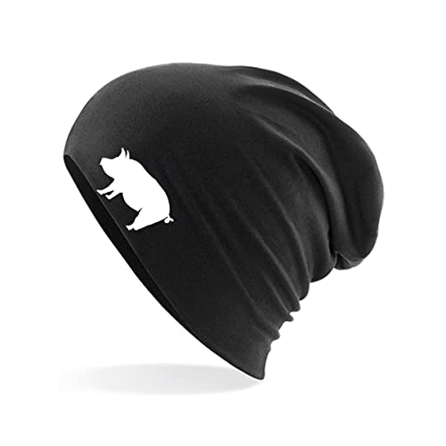 Huuraa Beanie Schwein Silhouette Unisex Mütze Größe Black mit Motiv für alle Tierfreunde Geschenk Idee für Freunde und Familie von Huuraa