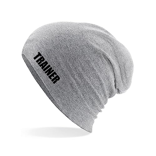 Huuraa Beanie Trainer Training Unisex Mütze Größe Heather Grey mit Motiv für alle Fitness Coachs Geschenk Idee für Freunde und Familie von Huuraa