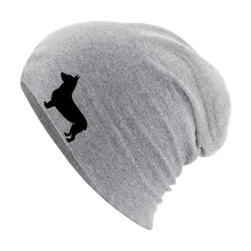 Huuraa Mütze Welsh Corgi Pembroke Silhouette Geschenk Heather Grey Welsh Corgi Pembroke Accessoire von Huuraa