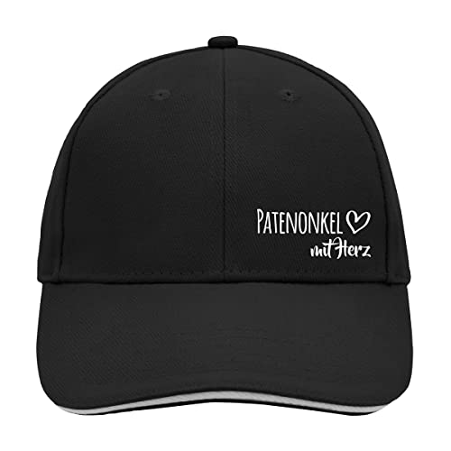 HUURAA Cappy Mütze Patenonkel mit Herz Unisex Kappe Black/Light Grey mit Motiv für die tollsten Menschen Geschenk Idee f ür Freunde und Familie von HUURAA