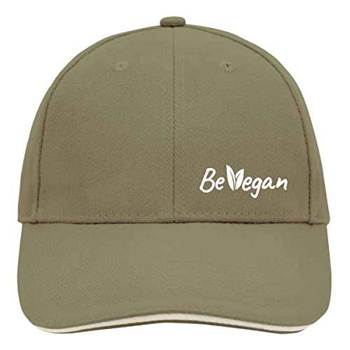 Huuraa Cappy Mütze Be Vegan Blätter Unisex Kappe Größe Olive/Beige mit Motiv für alle Veganer:innen Geschenk Idee für Freunde und Familie von Huuraa