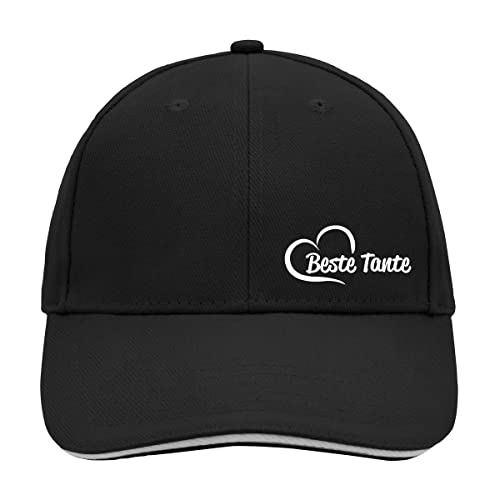 HUURAA Cappy Mütze Beste Tante Herz Unisex Kappe Black/Light Grey mit Motiv für deinen lieblings Menschen Geschenk Idee für Freunde und Familie von HUURAA