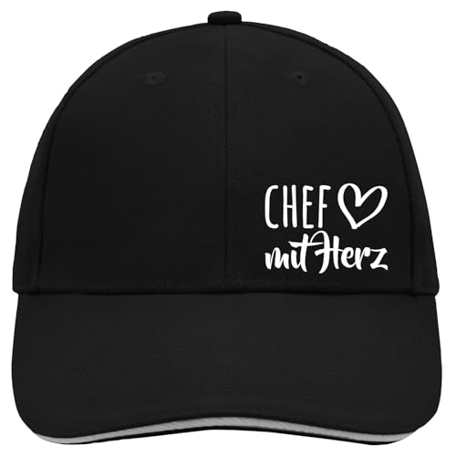 Huuraa Cappy Mütze Chef mit Herz Geschenk Black/Light Grey Chef Präsent von Huuraa