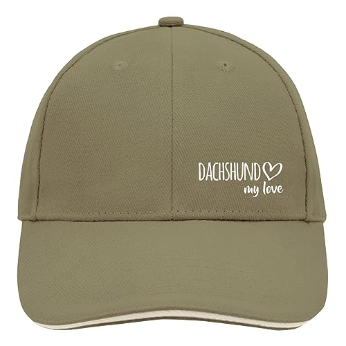 Huuraa Cappy Mütze Dachshund My Love Unisex Kappe Größe Olive/Beige mit Motiv für Hundefreunde Geschenk Idee für Freunde und Familie von Huuraa