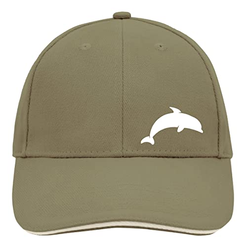 Huuraa Cappy Mütze Delfin Silhouette Unisex Kappe Größe Olive/Beige mit Motiv für alle Tierfreunde Geschenk Idee für Freunde und Familie von Huuraa