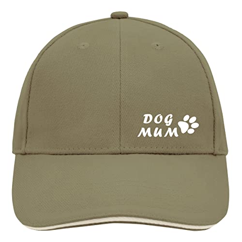 HUURAA Cappy Mütze Dog Mum Tapse Unisex Kappe Olive/Beige mit Motiv für alle Hundemenschen Geschenk Idee für Freunde und Familie von HUURAA