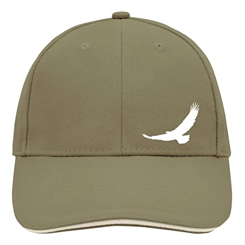 Huuraa Cappy Mütze Eagle Silhouette Adler Unisex Kappe Größe Olive/Beige mit Motiv für alle Vogel Freunde Geschenk Idee für Freunde und Familie von Huuraa