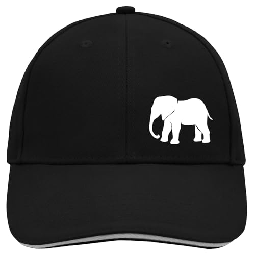Huuraa Cappy Mütze Elefant Silhouette Geschenk Black/Light Grey Elefant Präsent von Huuraa