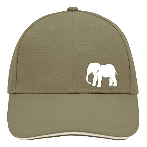 Huuraa Cappy Mütze Elefant Silhouette Unisex Kappe Größe Olive/Beige mit Motiv für alle Tierfreunde Geschenk Idee für Freunde und Familie von Huuraa