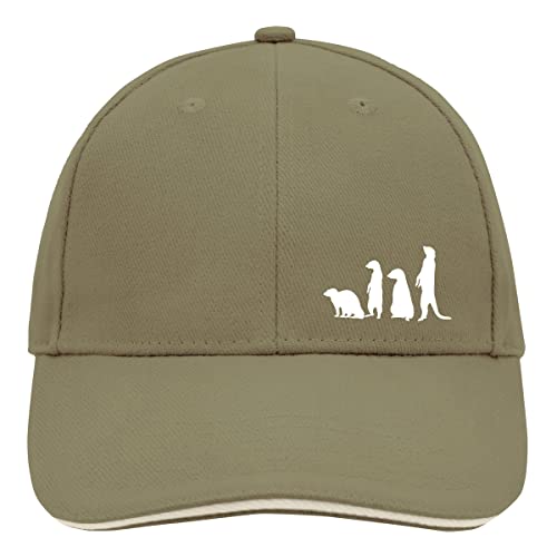 Huuraa Cappy Mütze Erdmännchen Silhouette Unisex Kappe Größe Olive/Beige mit Motiv für alle Tierfreunde Geschenk Idee für Freunde und Familie von Huuraa