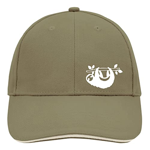 Huuraa Cappy Mütze Faultier Silhouette Unisex Kappe Größe Olive/Beige mit Motiv für alle Tierfreunde Geschenk Idee für Freunde und Familie von Huuraa