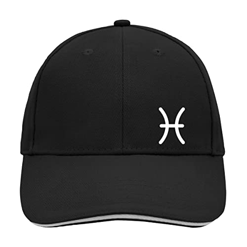 Huuraa Cappy Mütze Fische Sternzeichen Zeichen Unisex Kappe Größe Black/Light Grey mit Tierkreiszeichen Symbol Geschenk Idee für Freunde und Familie von Huuraa