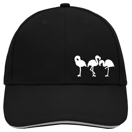 Huuraa Cappy Mütze Flamingos Silhouette Geschenk Black/Light Grey Flamingos Präsent von Huuraa