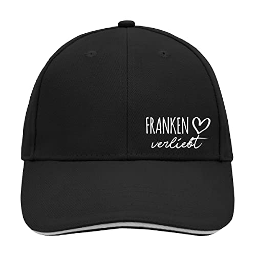 HUURAA Cappy Mütze Franken verliebt Unisex Kappe Black/Light Grey mit Namen deiner lieblings Region Geschenk Idee für Freunde und Familie von HUURAA