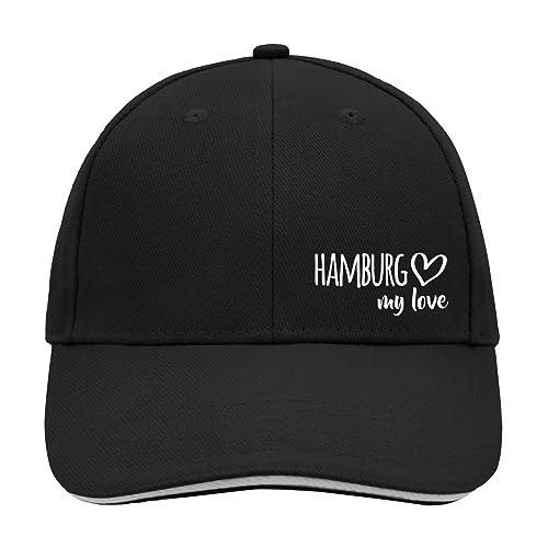 Huuraa Cappy Mütze Hamburg My Love Unisex Kappe Größe Black/Light Grey für alle Fans von Hamburg Deutschland Geschenk Idee für Freunde und Familie von Huuraa