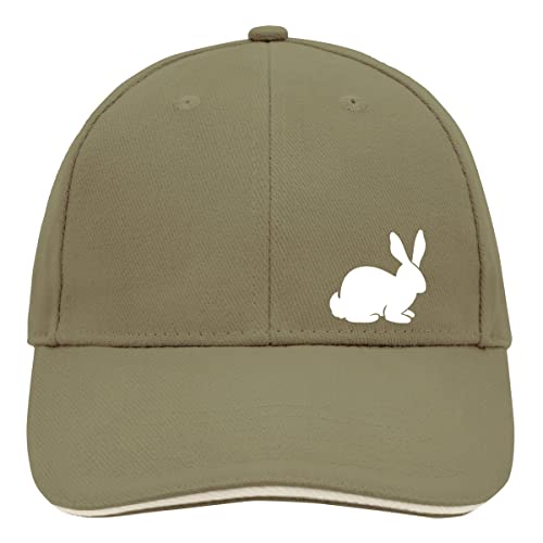 Huuraa Cappy Mütze Hase Kaninchen Silhouette Unisex Kappe Größe Olive/Beige mit Motiv für alle Tierfreunde Geschenk Idee für Freunde und Familie von Huuraa