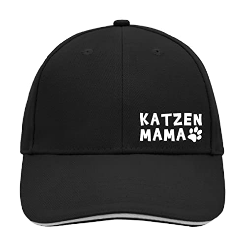 HUURAA Cappy Mütze Katzenmama Tapse Unisex Kappe Black/Light Grey mit Motiv für alle Katzenmenschen Geschenk Idee für Freunde und Familie von HUURAA