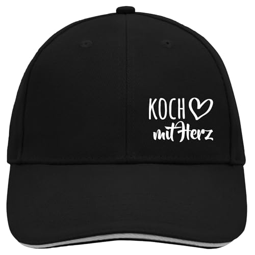 Huuraa Cappy Mütze Koch mit Herz Geschenk Black/Light Grey Koch Präsent von Huuraa