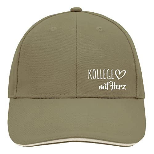 HUURAA Cappy Mütze Kollege mit Herz Unisex Kappe Olive/Beige mit Motiv für die tollsten Menschen Geschenk Idee für Freunde und Familie von HUURAA