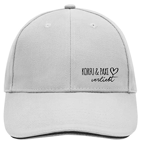 HUURAA Cappy Mütze Korfu & Paxi verliebt Unisex Kappe Dark Grey/White mit Namen deiner lieblings Insel Geschenk Idee für Freunde und Familie von HUURAA