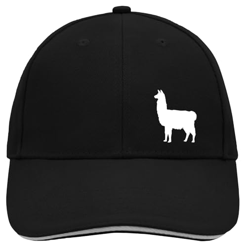 Huuraa Cappy Mütze Lama Silhouette Geschenk Black/Light Grey Lama Präsent von Huuraa