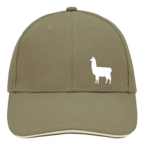 Huuraa Cappy Mütze Lama Silhouette Unisex Kappe Größe Olive/Beige mit Motiv für alle Tierfreunde Geschenk Idee für Freunde und Familie von Huuraa