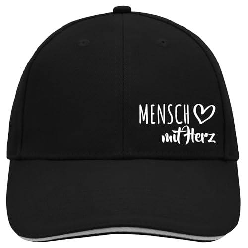 Huuraa Cappy Mütze Mensch mit Herz Geschenk Black/Light Grey Mensch Präsent von Huuraa