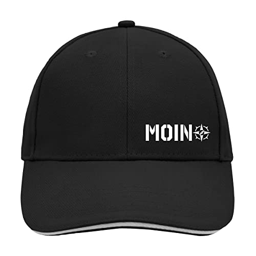 HUURAA Cappy Mütze Moin Kompass Schriftzug Unisex Kappe Black/Light Grey mit Motiv für Nordlichter Geschenk Idee für Freunde und Familie von HUURAA