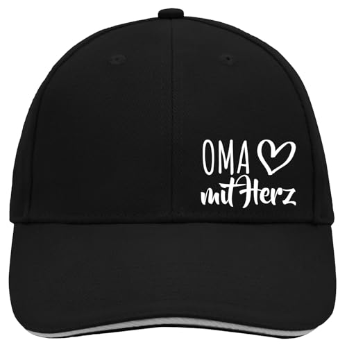 Huuraa Cappy Mütze Oma mit Herz Geschenk Black/Light Grey Oma Präsent von Huuraa