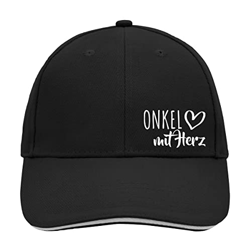 HUURAA Cappy Mütze Onkel mit Herz Unisex Kappe Black/Light Grey mit Motiv für die tollsten Menschen Geschenk Idee für Freunde und Familie von HUURAA