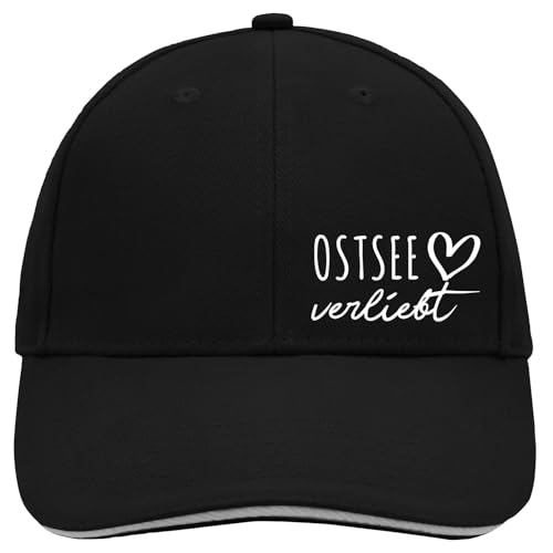 Huuraa Cappy Mütze Ostsee verliebt Geschenk Black/Light Grey Ostsee Präsent von Huuraa