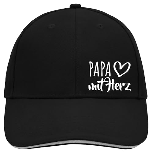 Huuraa Cappy Mütze Papa mit Herz Geschenk Black/Light Grey Papa Präsent von Huuraa